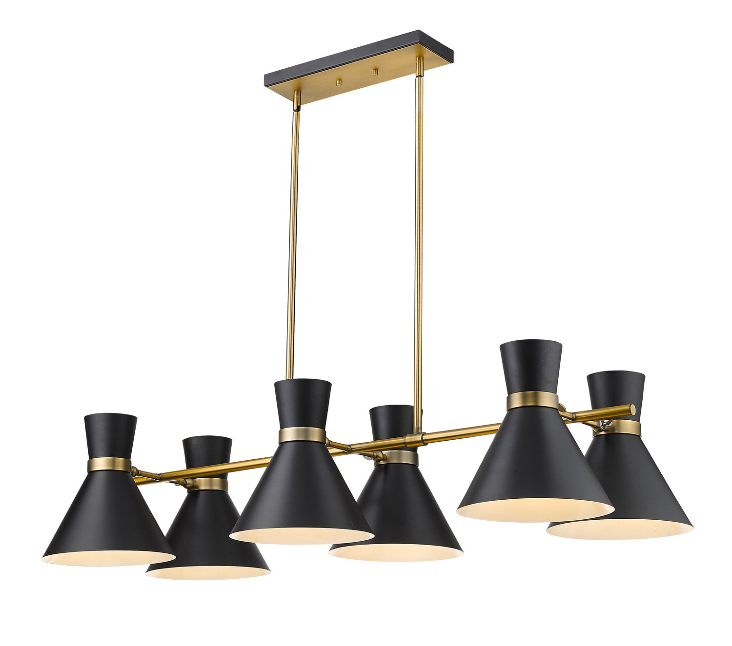 Z-Lite - 728-6L-MB-HBR - Six Light Linear Chandelier - Soriano - Matte Black + Heritage Brass