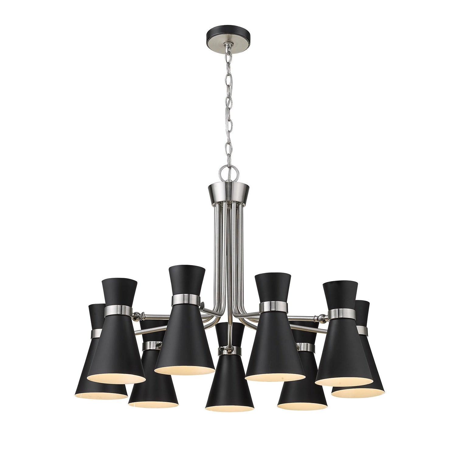 Z-Lite - 728-9MB-BN - Nine Light Chandelier - Soriano - Matte Black + Brushed Nickel