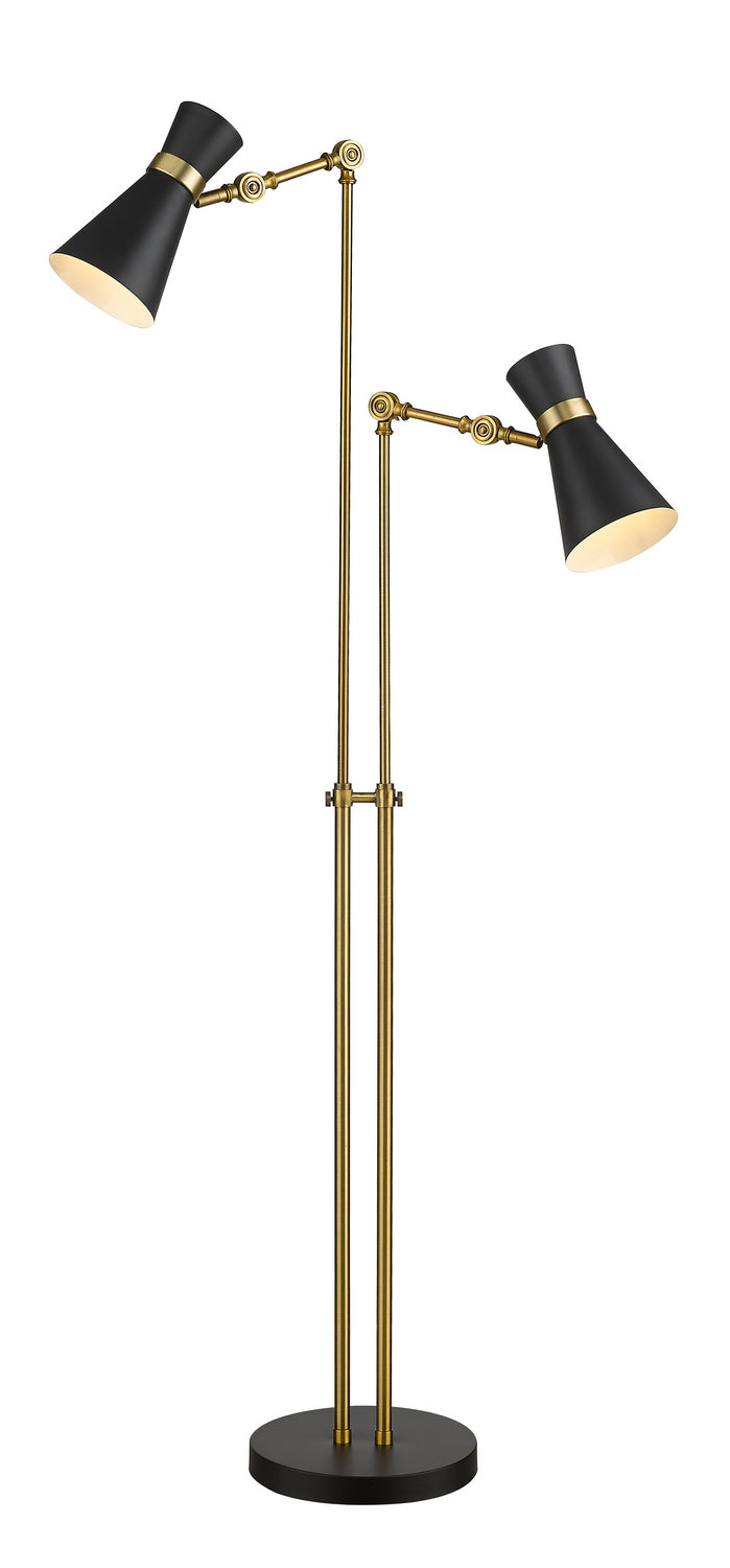 Z-Lite - 728FL-MB-HBR - Two Light Floor Lamp - Soriano - Matte Black + Heritage Brass