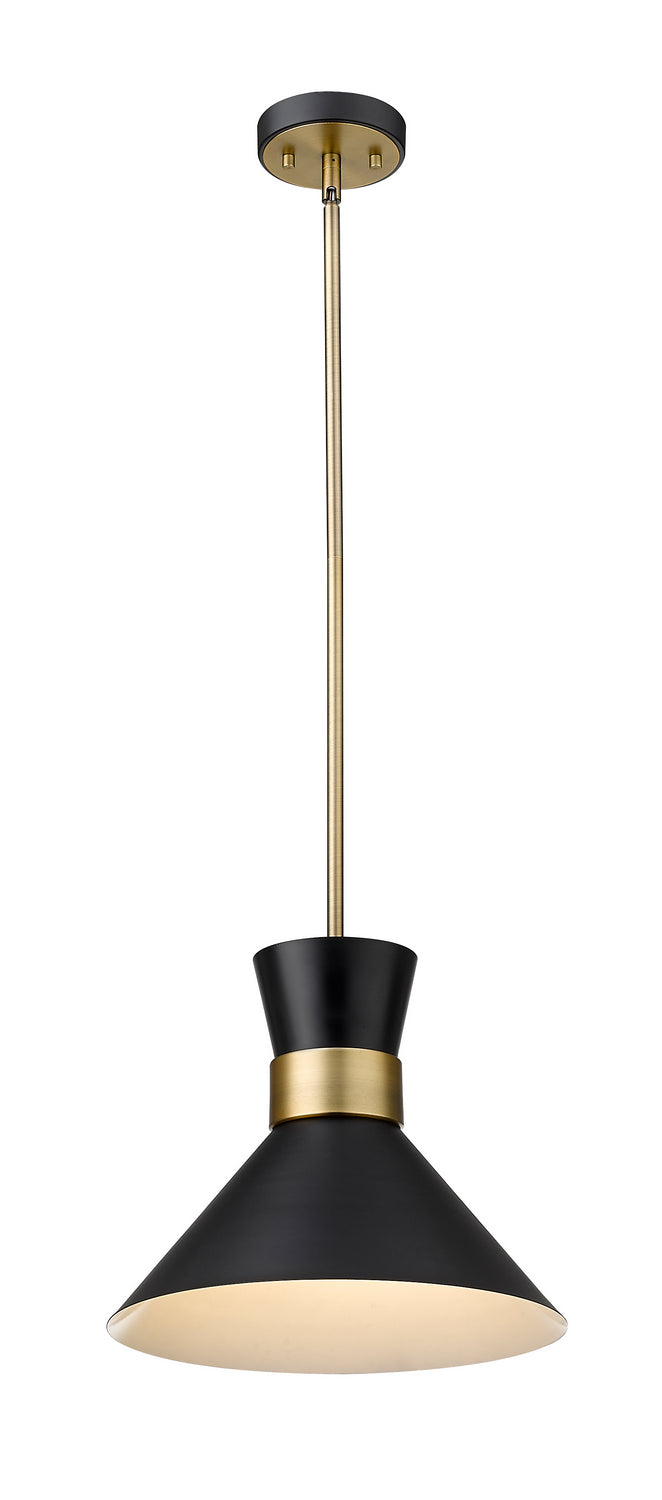 Z-Lite - 728P13-MB-HBR - One Light Pendant - Soriano - Matte Black + Heritage Brass