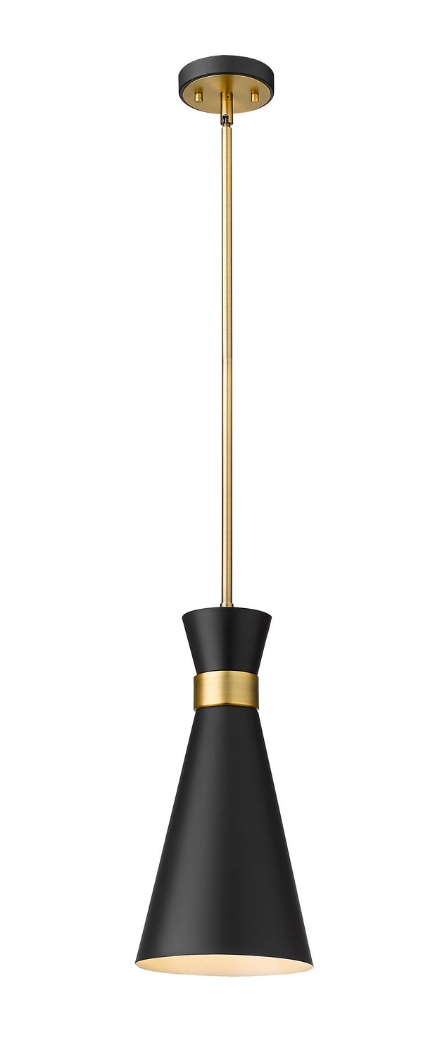Z-Lite - 728P8-MB-HBR - One Light Pendant - Soriano - Matte Black + Heritage Brass