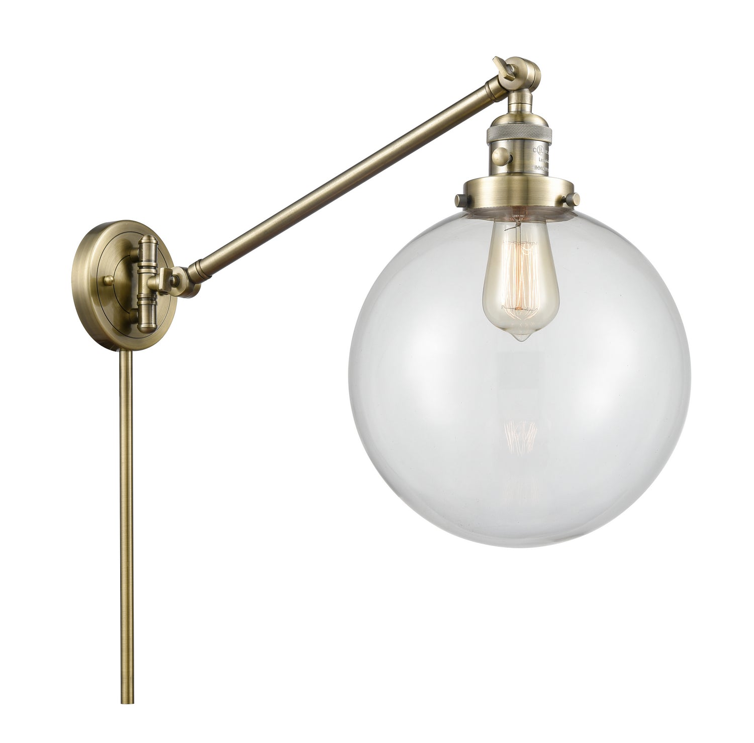 Innovations - 237-AB-G202-10 - One Light Swing Arm - Franklin Restoration - Antique Brass