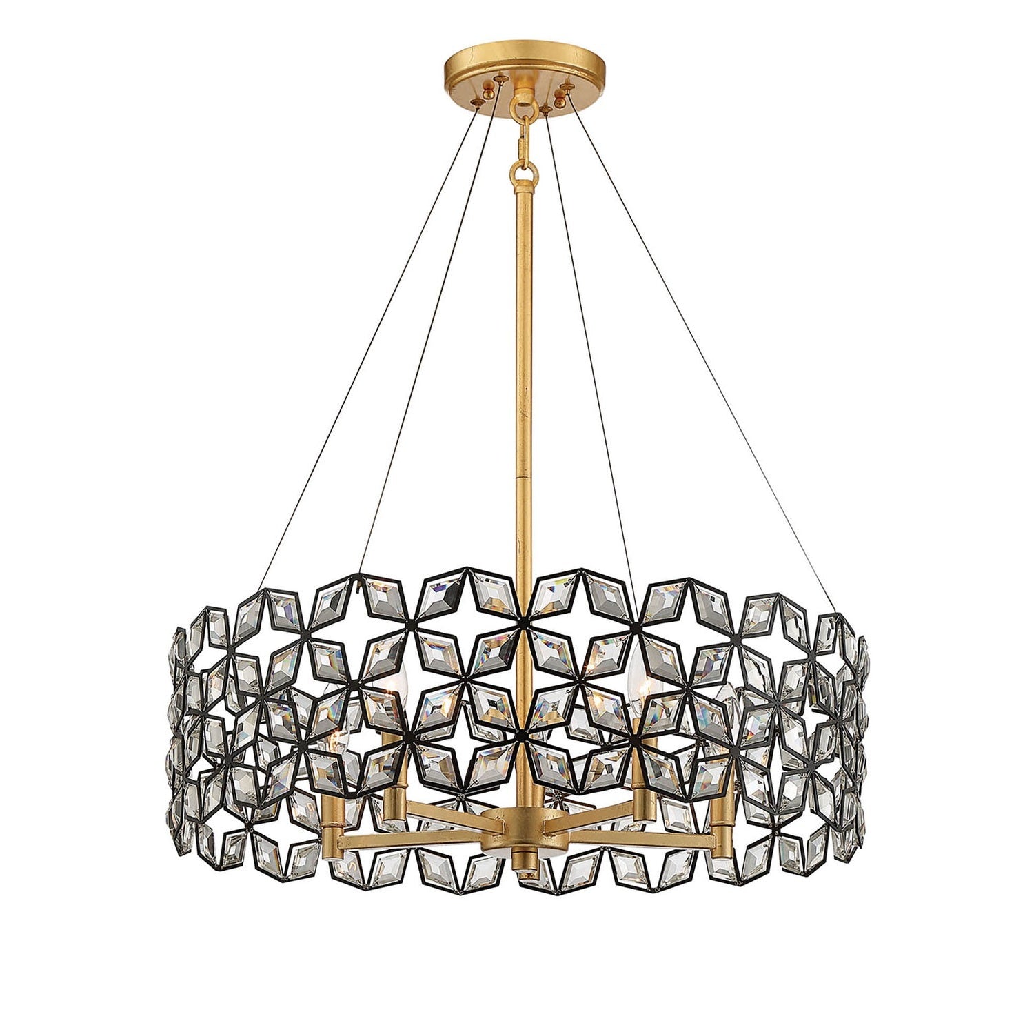 Metropolitan - N7845-711 - Five Light Pendant - Brookcrest - Sand Coal W/ Gold Leaf