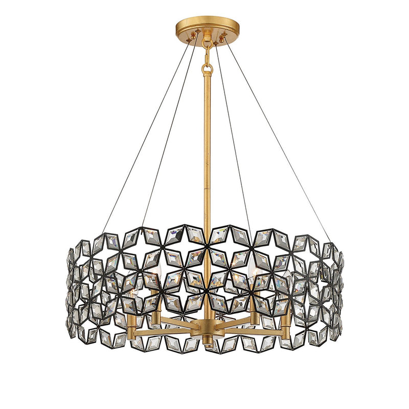 Metropolitan - N7845-711 - Five Light Pendant - Brookcrest - Sand Coal W/ Gold Leaf