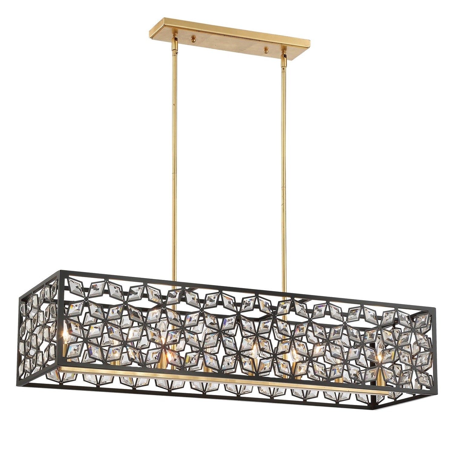 Metropolitan - N7848-711 - Eight Light Island Pendant - Brookcrest - Sand Coal With Gold Highlights