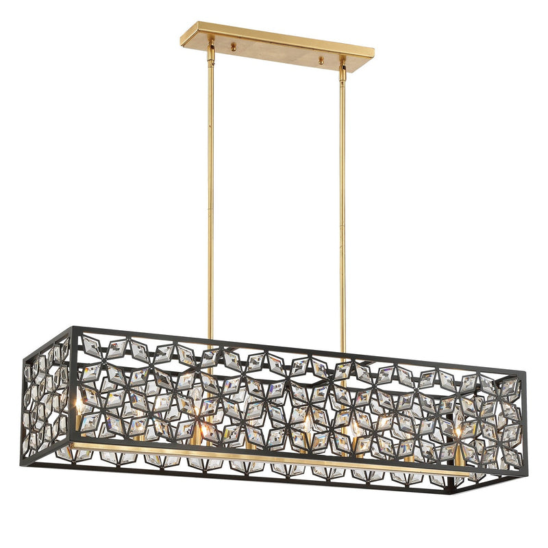Metropolitan - N7848-711 - Eight Light Island Pendant - Brookcrest - Sand Coal With Gold Highlights