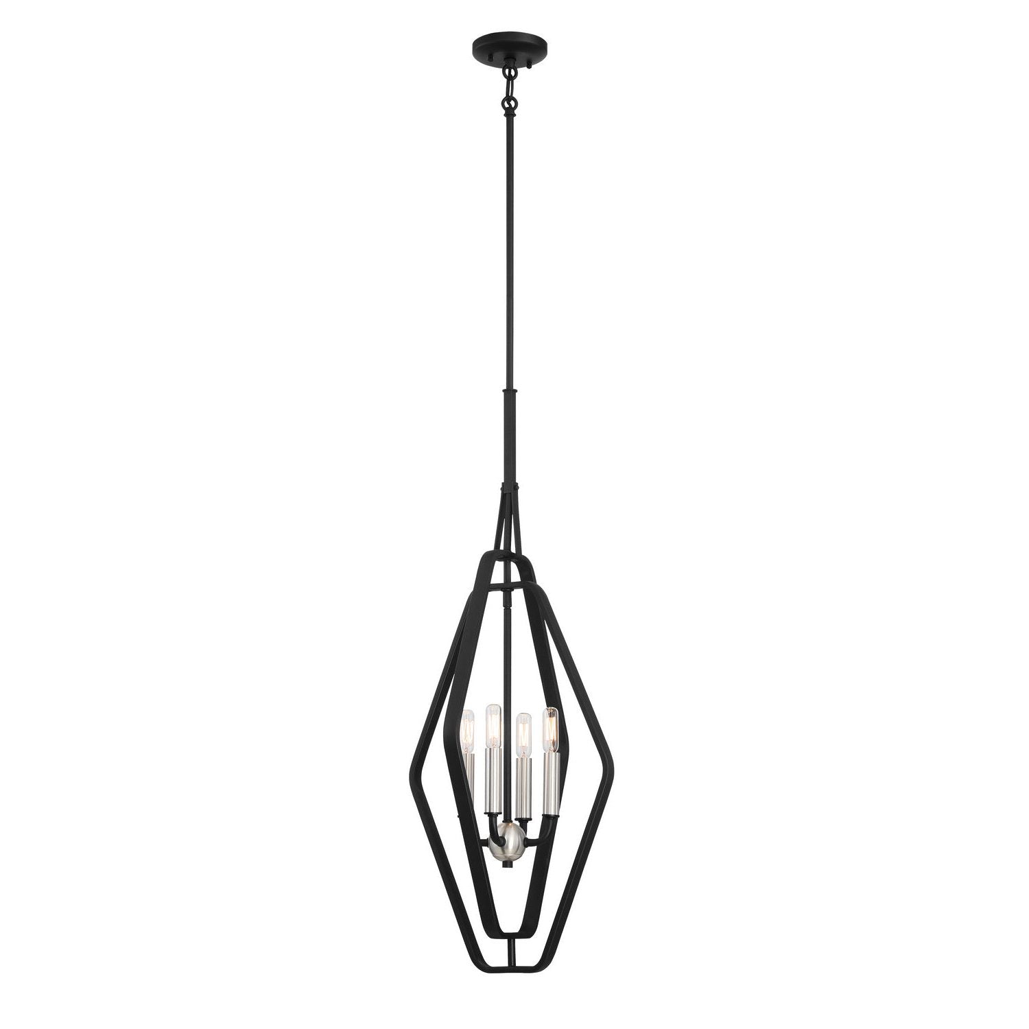 George Kovacs - P1494-712 - Four Light Fover Pendant - Traveler - Sand Coal & Brushed Nickel