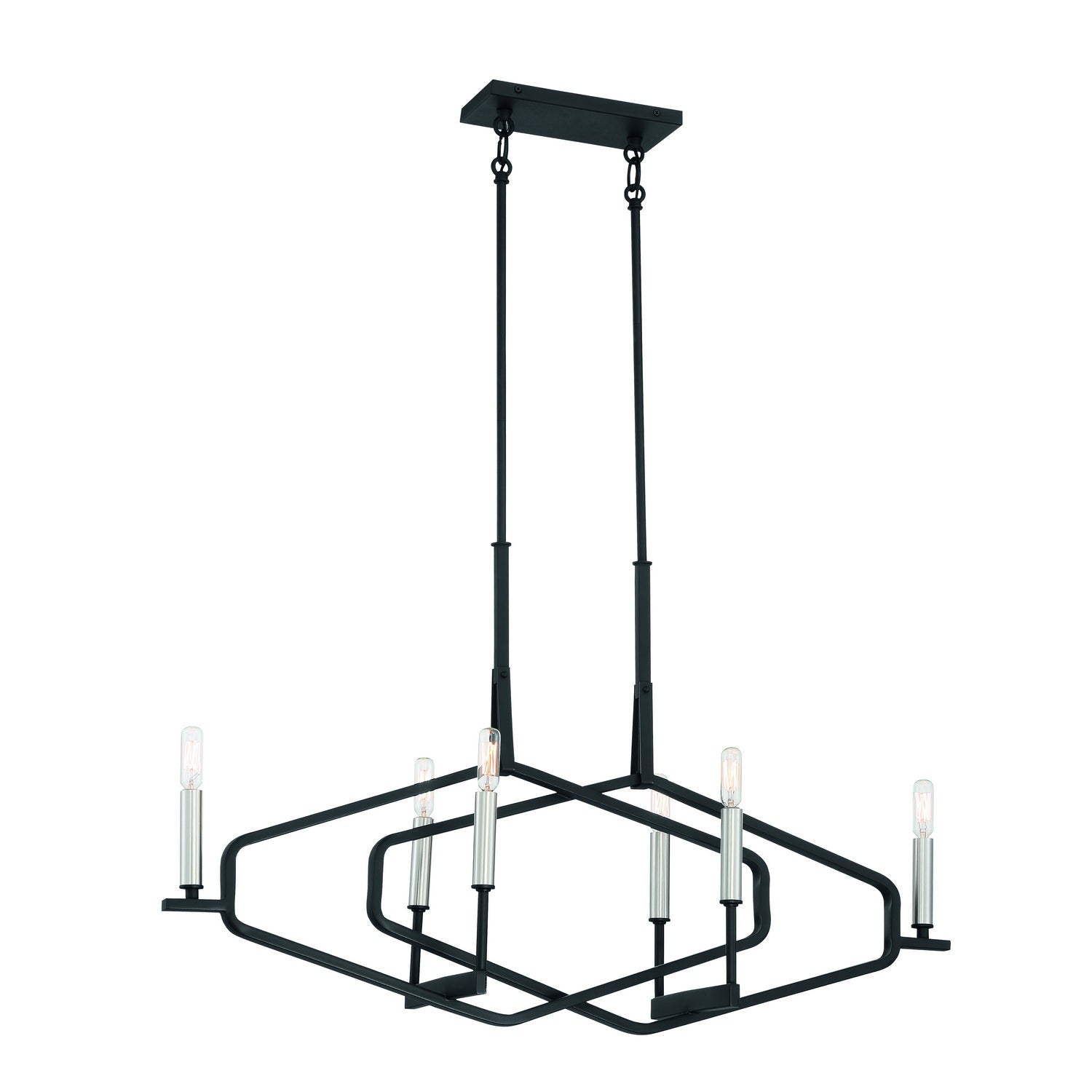 George Kovacs - P1496-712 - Six Light Island Pendant - Traveler - Sand Coal & Brushed Nickel