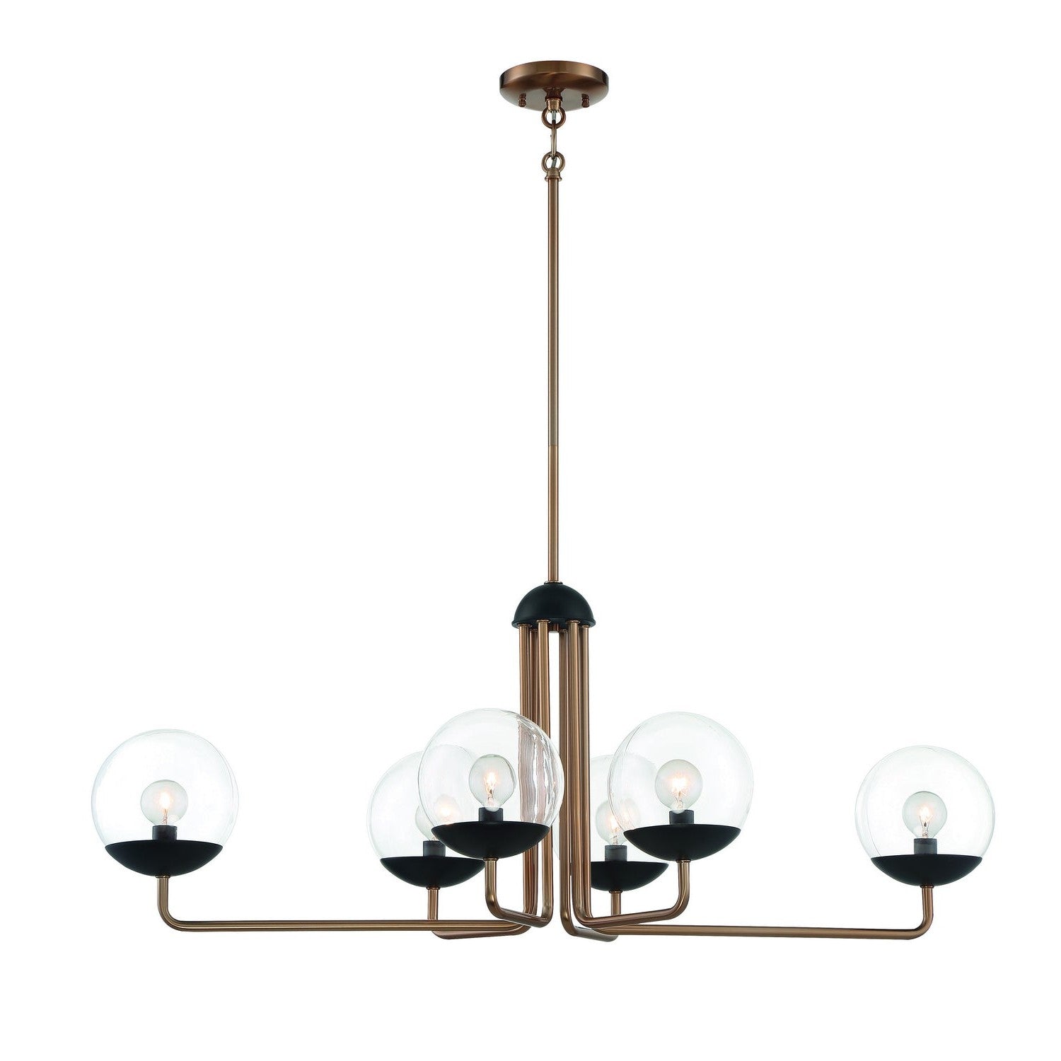 George Kovacs - P1506-416 - Six Light Island Pendant - Outer Limits - Painted Bronze W/Natural Brush