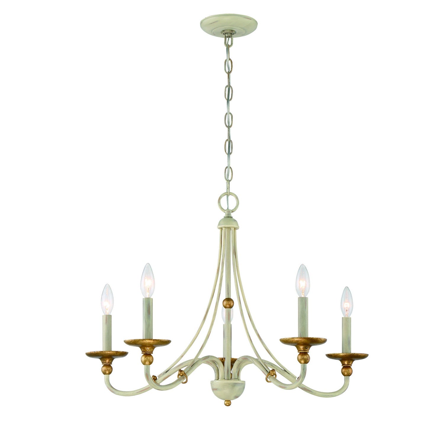 Minka-Lavery - 1044-701 - Five Light Chandelier - Westchester County - Farm House White With Gilded G