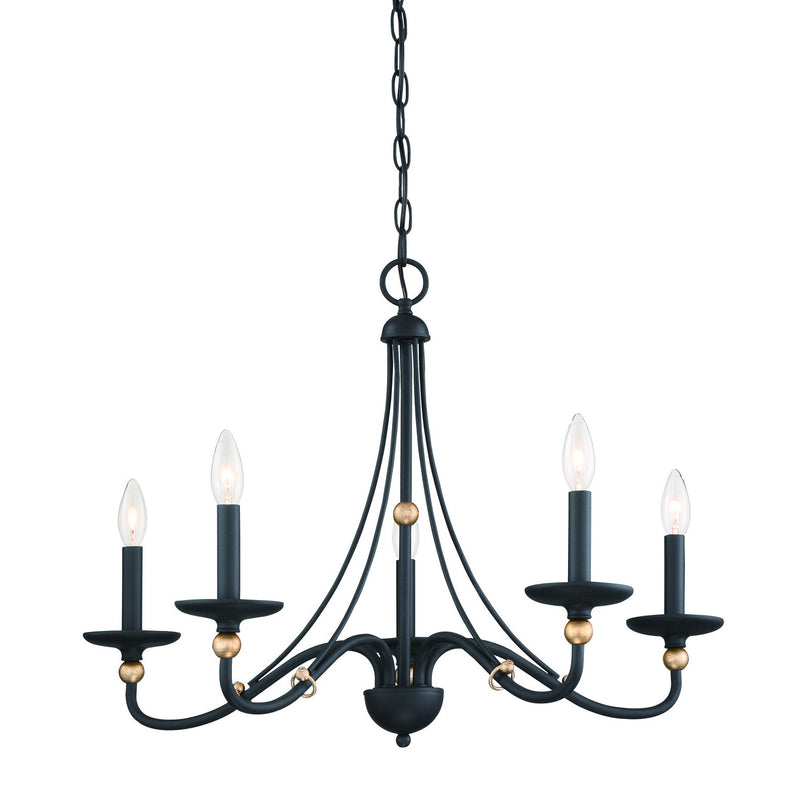 Minka-Lavery - 1045-677 - Five Light Chandelier - Westchester County - Sand Coal With Skyline Gold Le