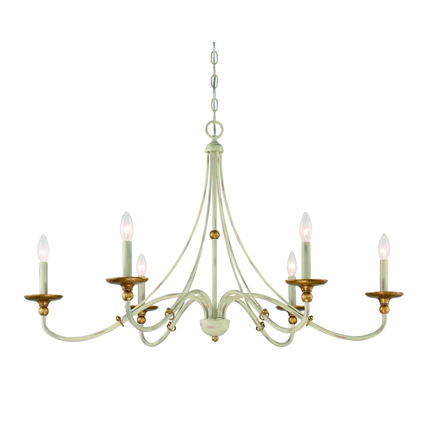 Minka-Lavery - 1046-701 - Six Light Chandelier - Westchester County - Farm House White With Gilded G