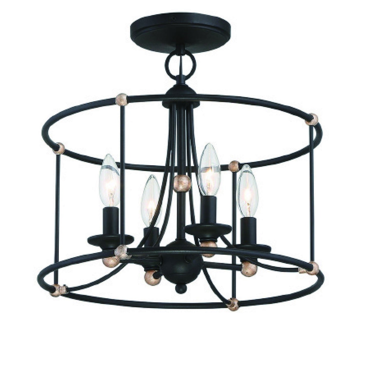 Minka-Lavery - 1049-677 - Four Light Semi Flush Mount - Westchester County - Sand Coal With Skyline Gold Le