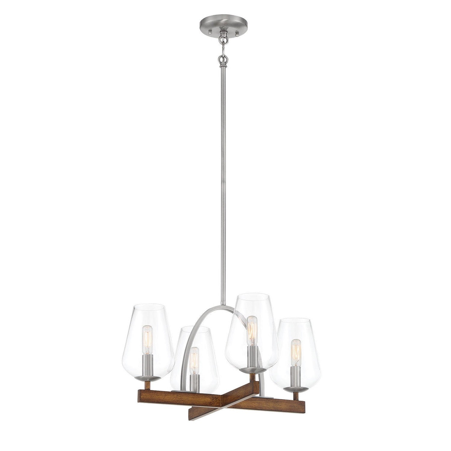 Minka-Lavery - 1064-699 - Four Light Convetible Chandelier / Semi Flush - Birnamwood - Koa Wood W/ Pewter