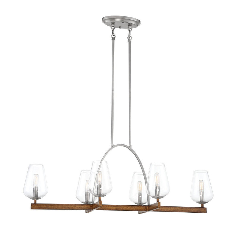 Minka-Lavery - 1067-699 - Six Light Island Pendant - Birnamwood - Koa Wood W/ Pewter