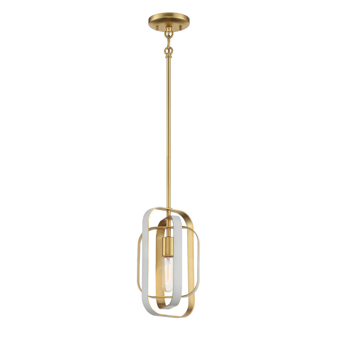 Minka-Lavery - 1211-706 - One Light Pendant - Aureum - Matte White W/ Honey Gold