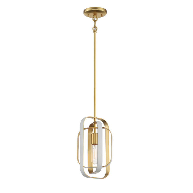 Minka-Lavery - 1211-706 - One Light Pendant - Aureum - Matte White W/ Honey Gold