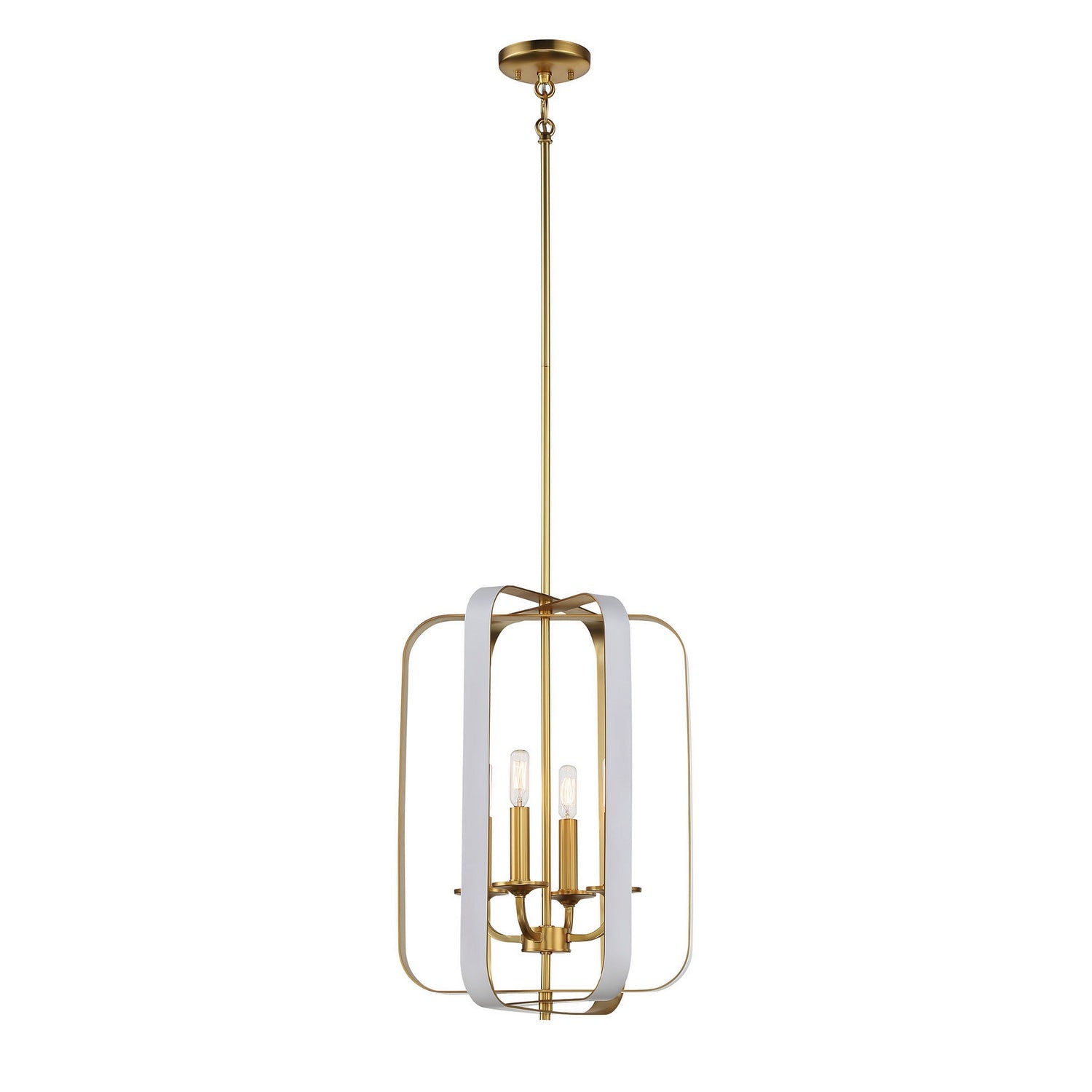 Minka-Lavery - 1214-706 - Four Light Pendant - Aureum - Matte White W/ Honey Gold