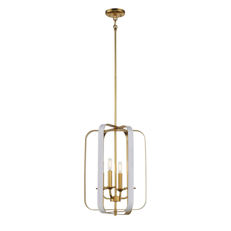 Minka-Lavery - 1214-706 - Four Light Pendant - Aureum - Matte White W/ Honey Gold