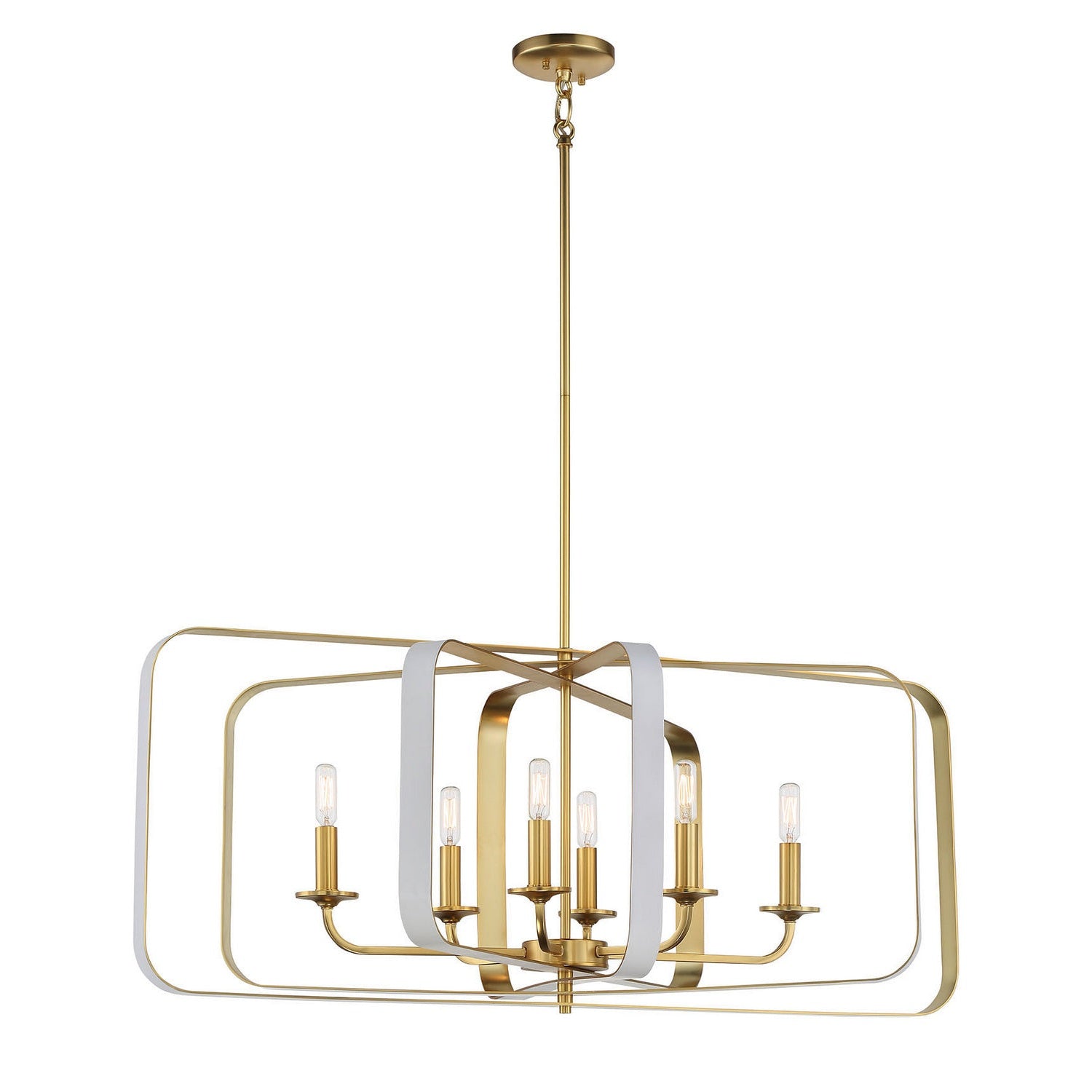 Minka-Lavery - 1217-706 - Six Light Pendant - Aureum - Matte White W/ Honey Gold