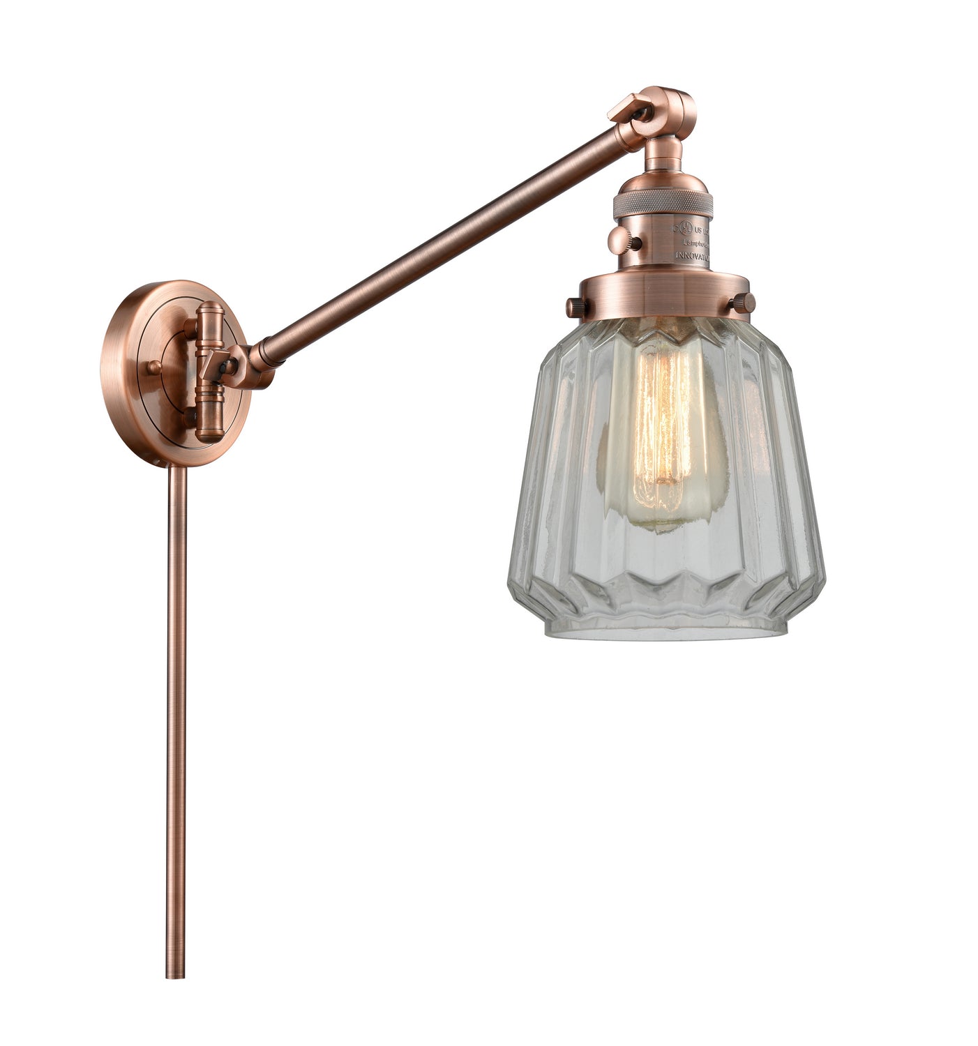 Innovations - 237-AC-G142 - One Light Swing Arm - Franklin Restoration - Antique Copper