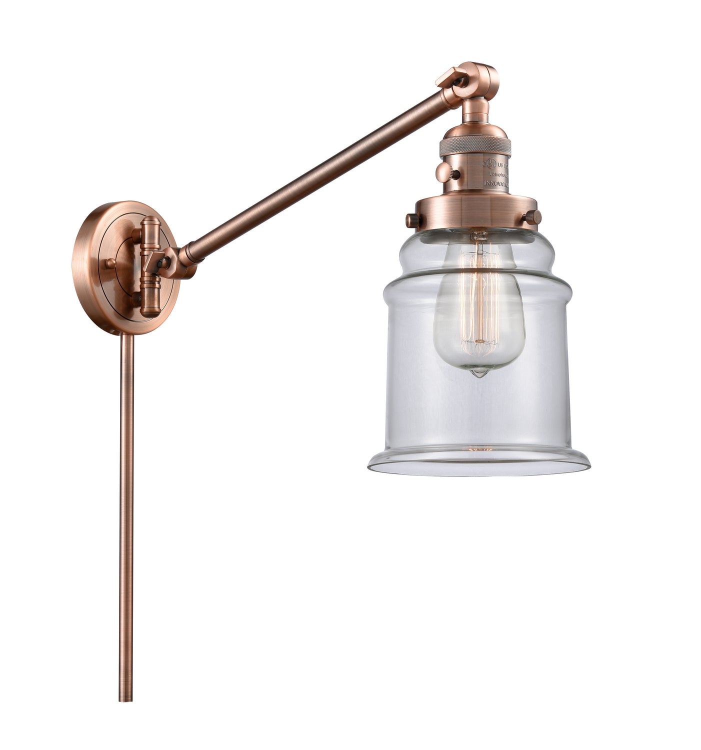 Innovations - 237-AC-G182 - One Light Swing Arm - Franklin Restoration - Antique Copper