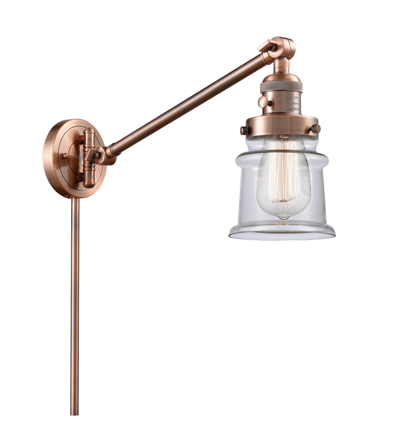 Innovations - 237-AC-G182S - One Light Swing Arm - Franklin Restoration - Antique Copper