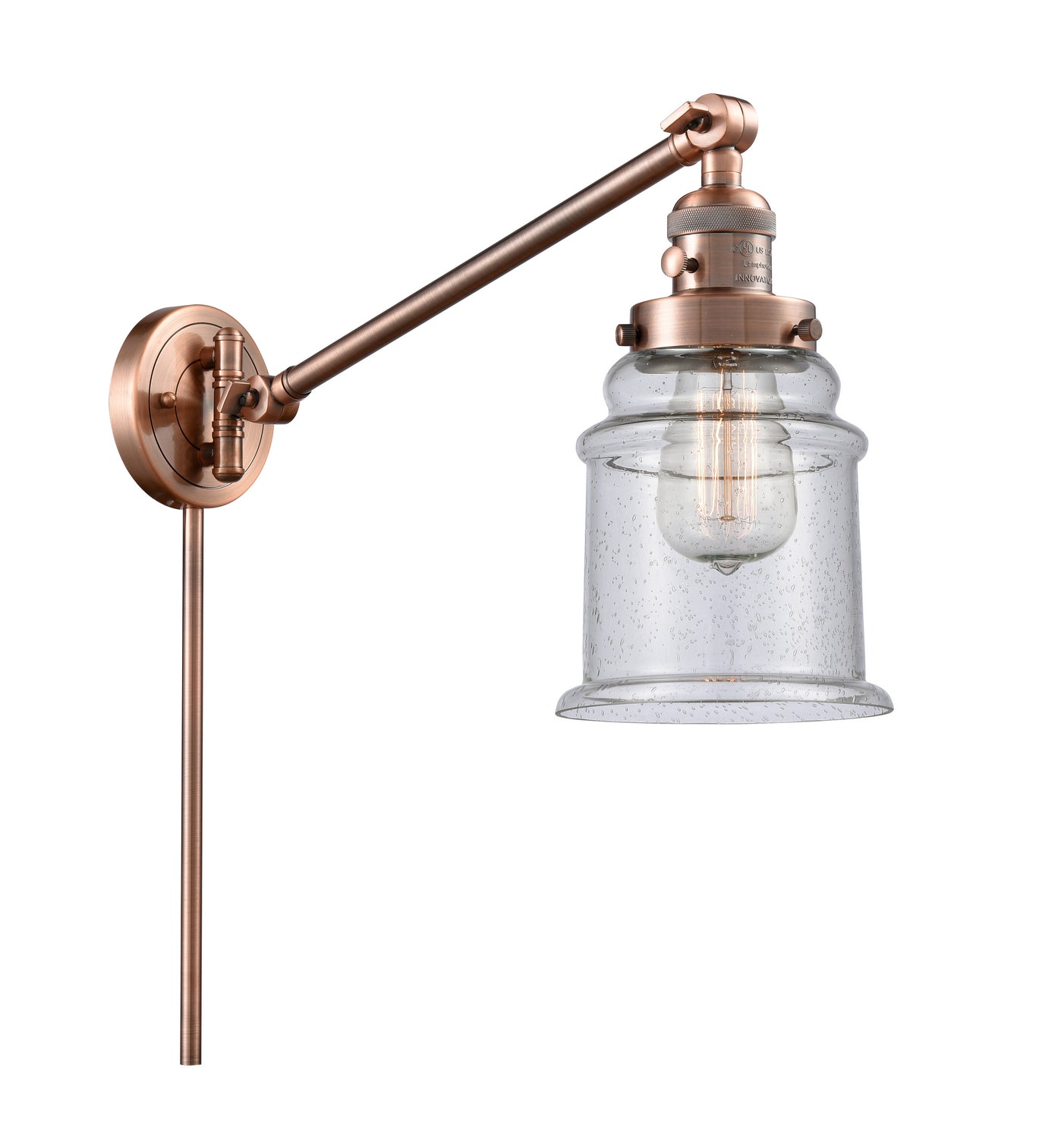Innovations - 237-AC-G184 - One Light Swing Arm - Franklin Restoration - Antique Copper