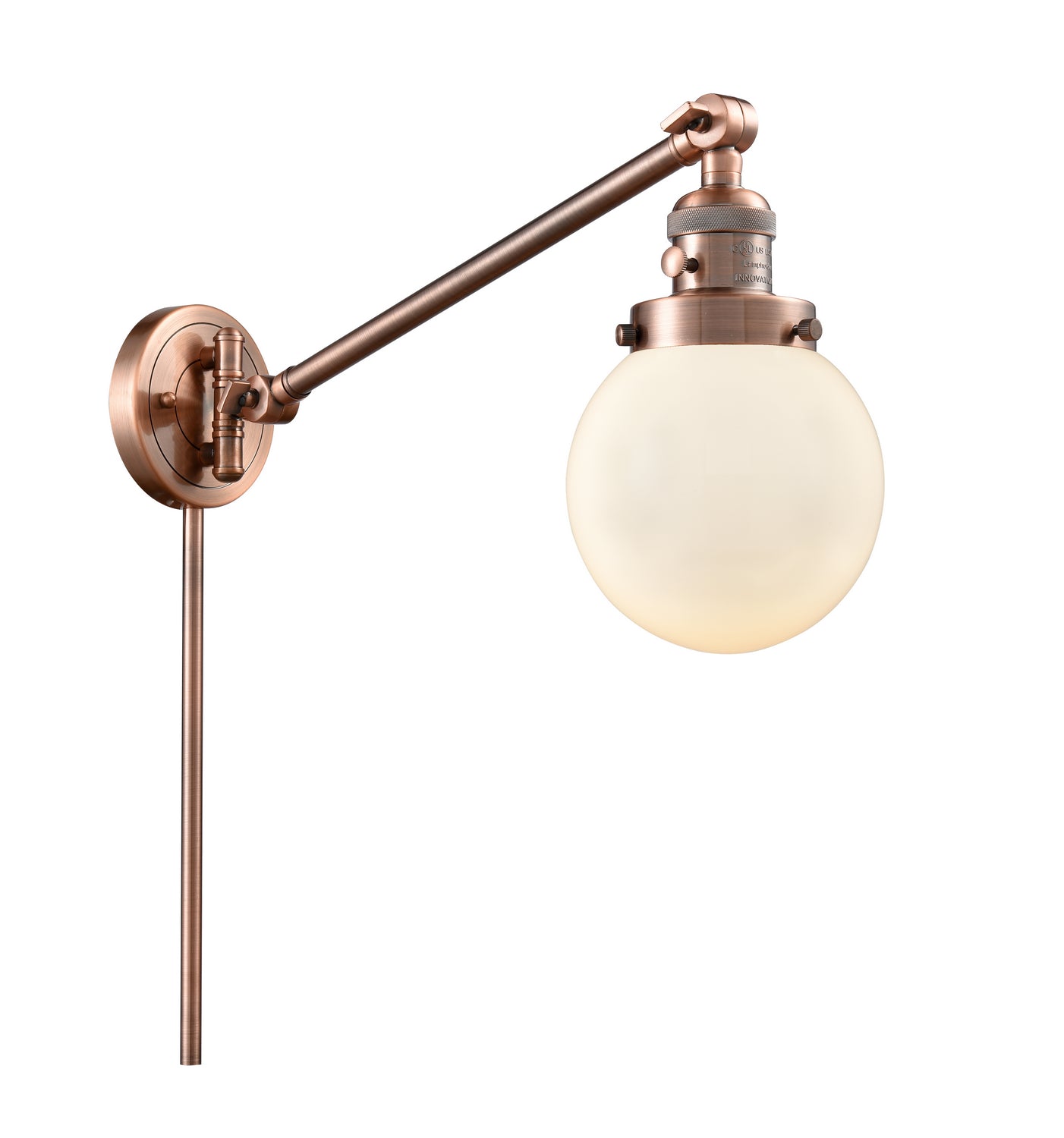 Innovations - 237-AC-G201-6 - One Light Swing Arm - Franklin Restoration - Antique Copper