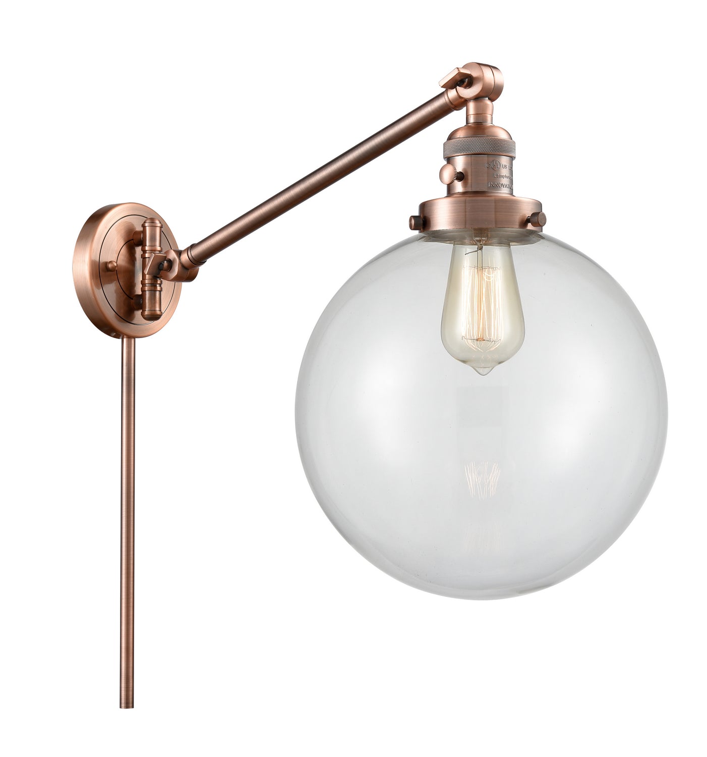 Innovations - 237-AC-G202-10 - One Light Swing Arm - Franklin Restoration - Antique Copper