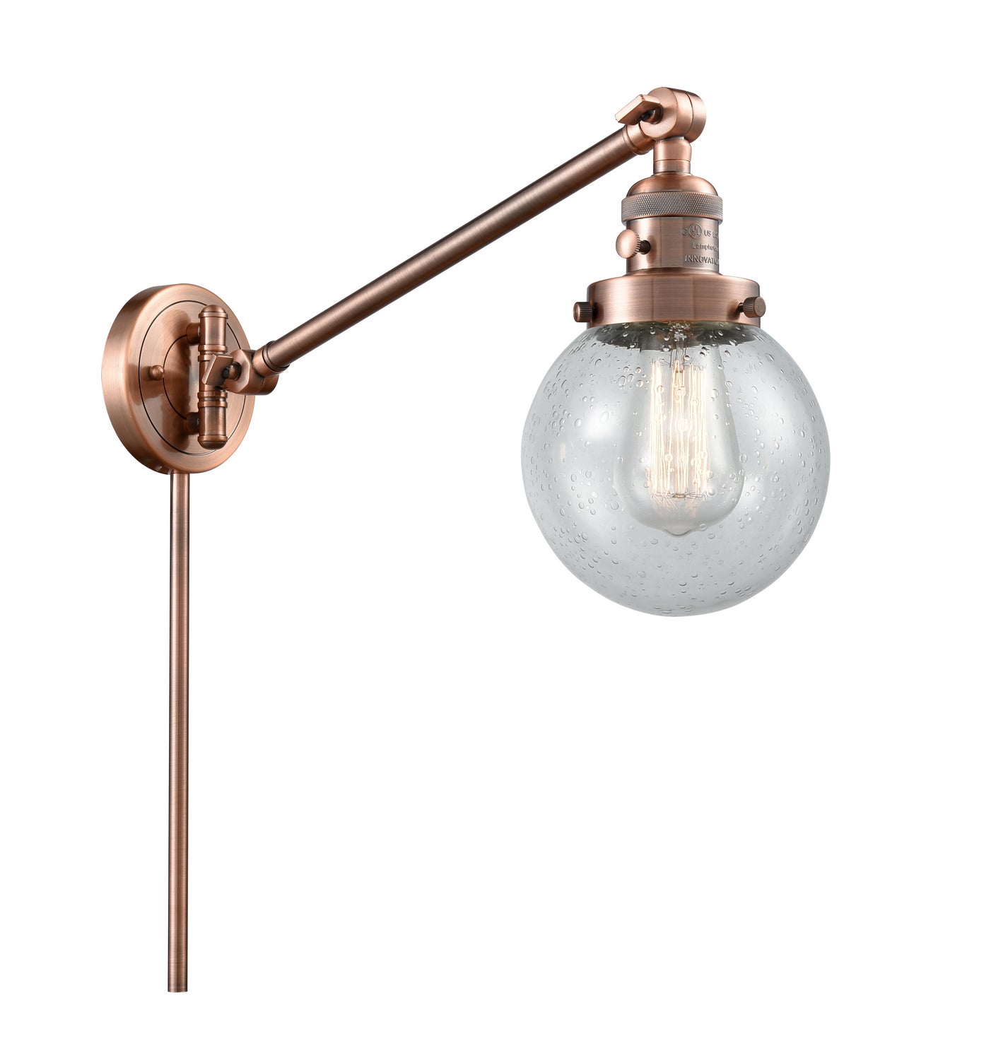 Innovations - 237-AC-G204-6 - One Light Swing Arm - Franklin Restoration - Antique Copper