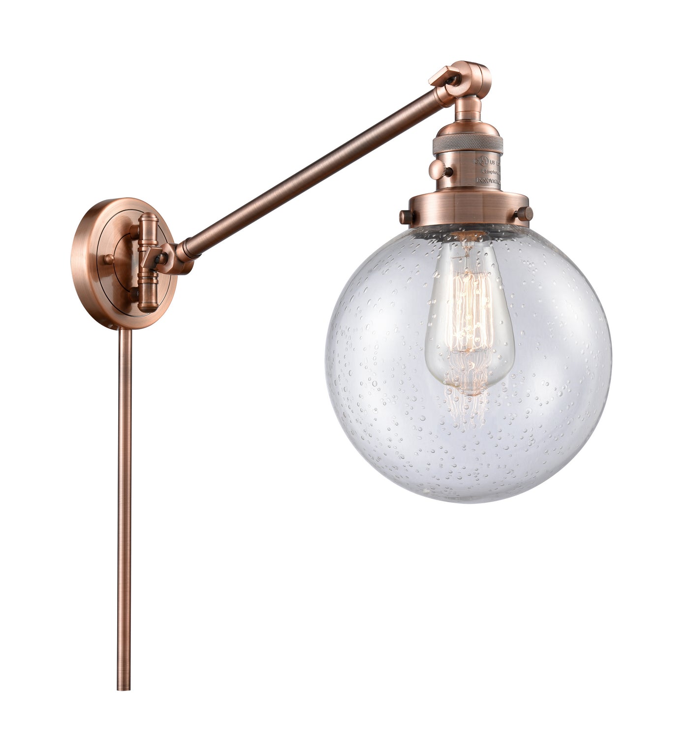 Innovations - 237-AC-G204-8 - One Light Swing Arm - Franklin Restoration - Antique Copper