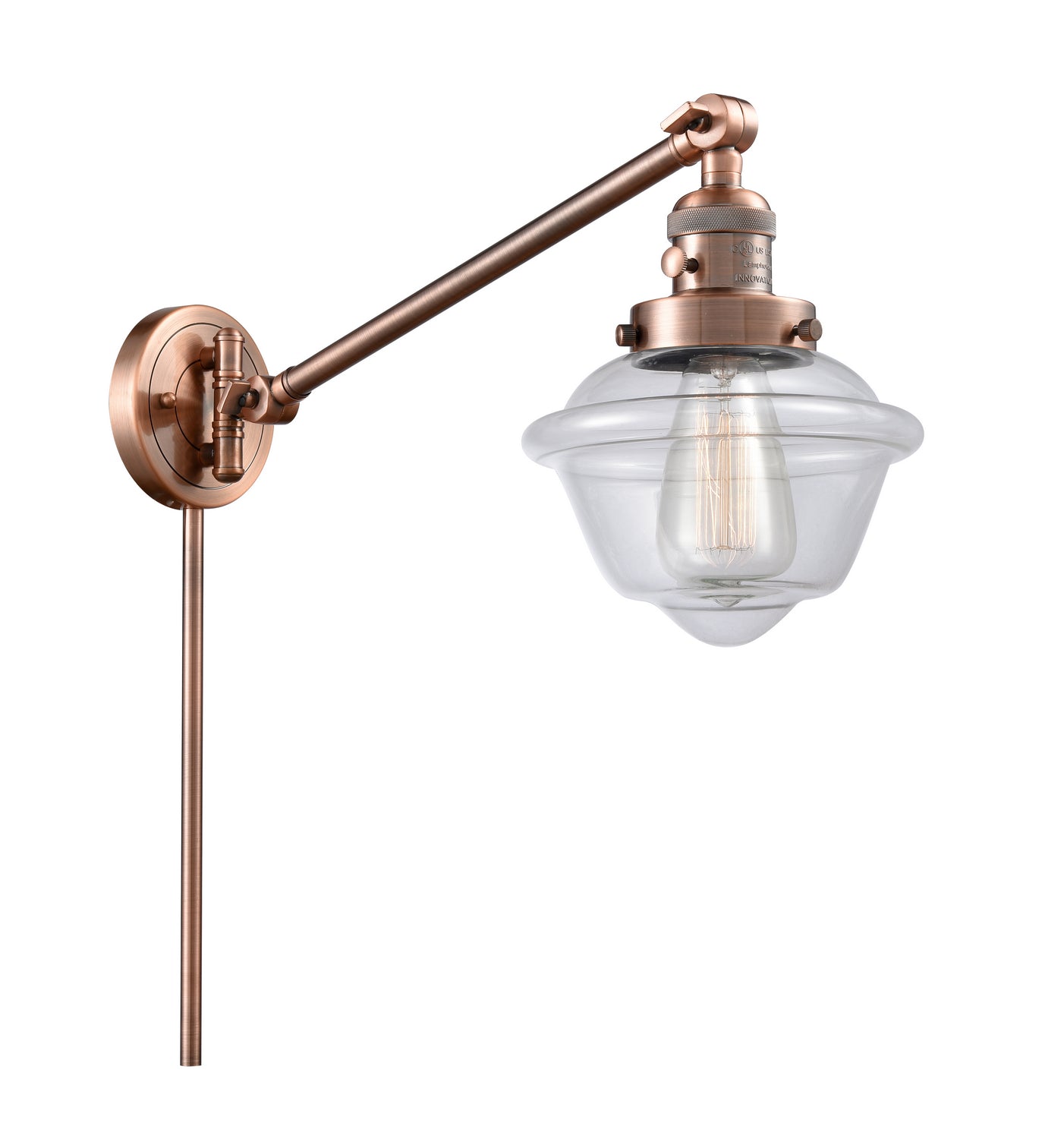 Innovations - 237-AC-G532 - One Light Swing Arm - Franklin Restoration - Antique Copper