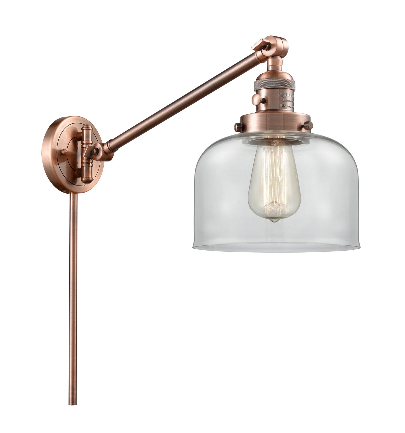 Innovations - 237-AC-G72 - One Light Swing Arm - Franklin Restoration - Antique Copper