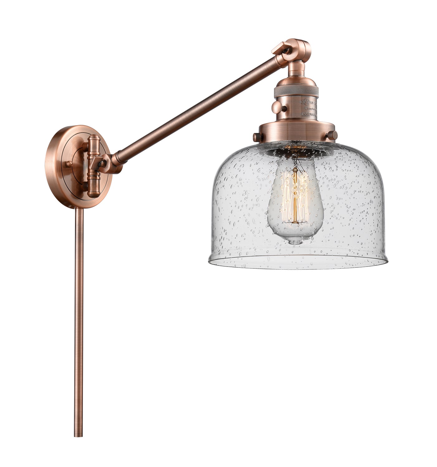 Innovations - 237-AC-G74 - One Light Swing Arm - Franklin Restoration - Antique Copper