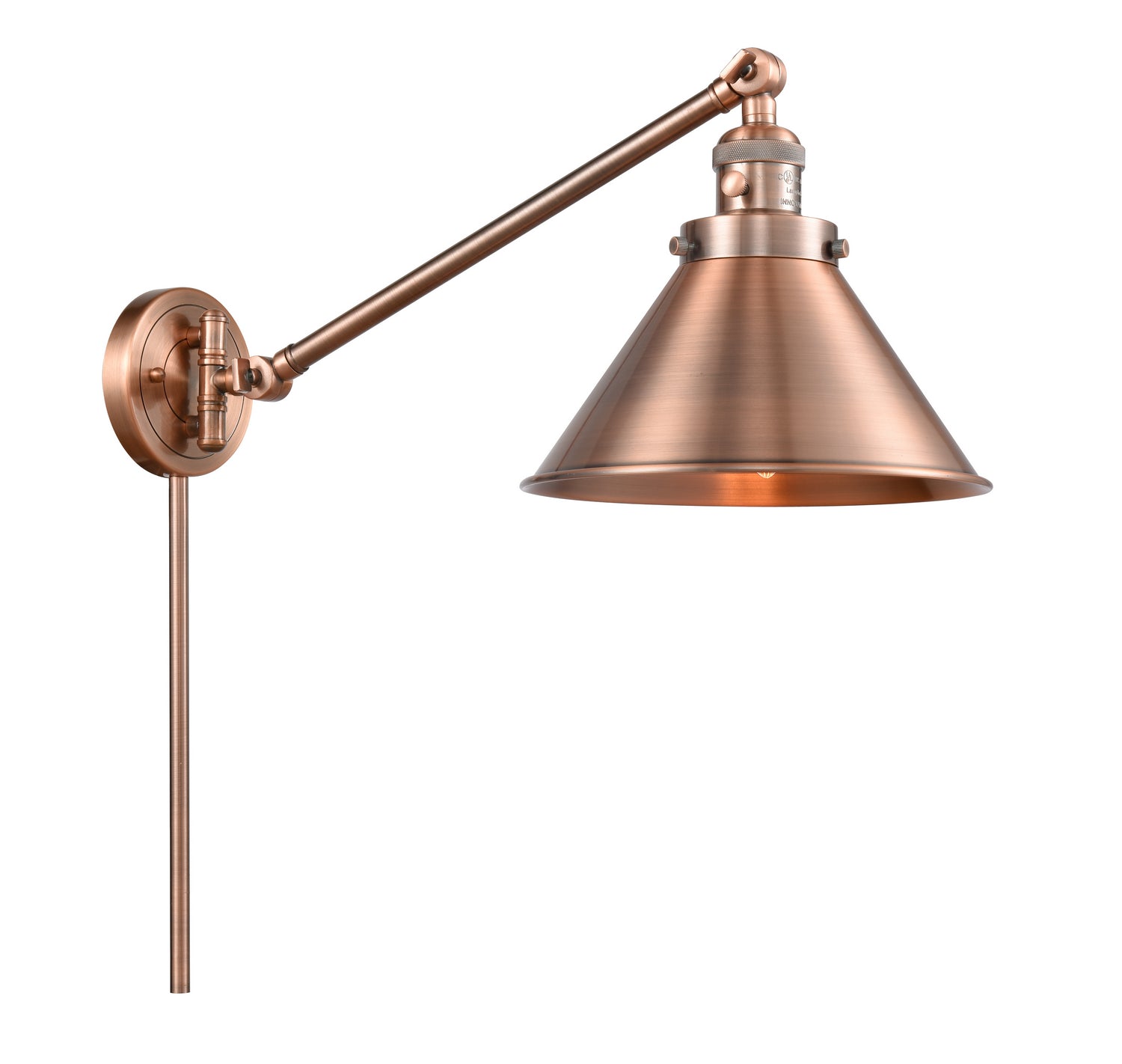 Innovations - 237-AC-M10-AC - One Light Swing Arm - Franklin Restoration - Antique Copper
