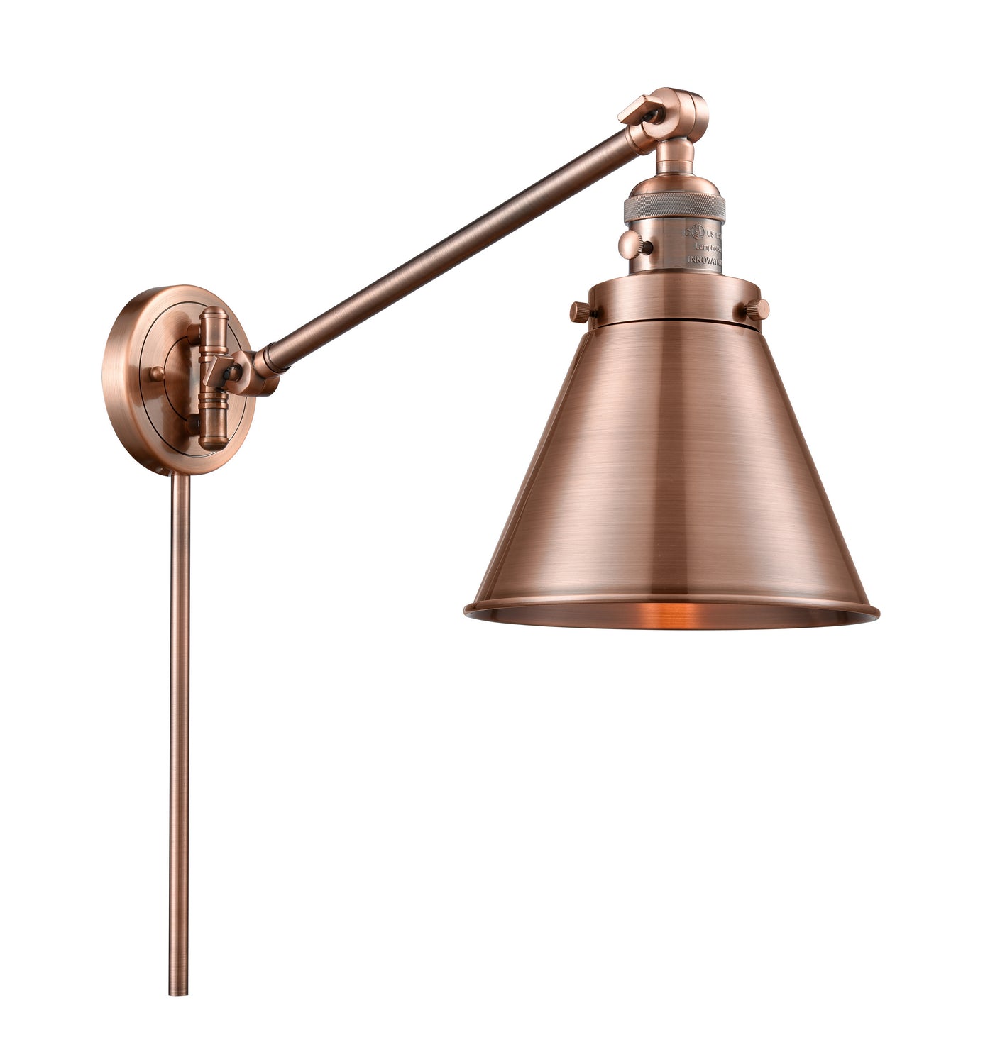 Innovations - 237-AC-M13-AC - One Light Swing Arm - Franklin Restoration - Antique Copper