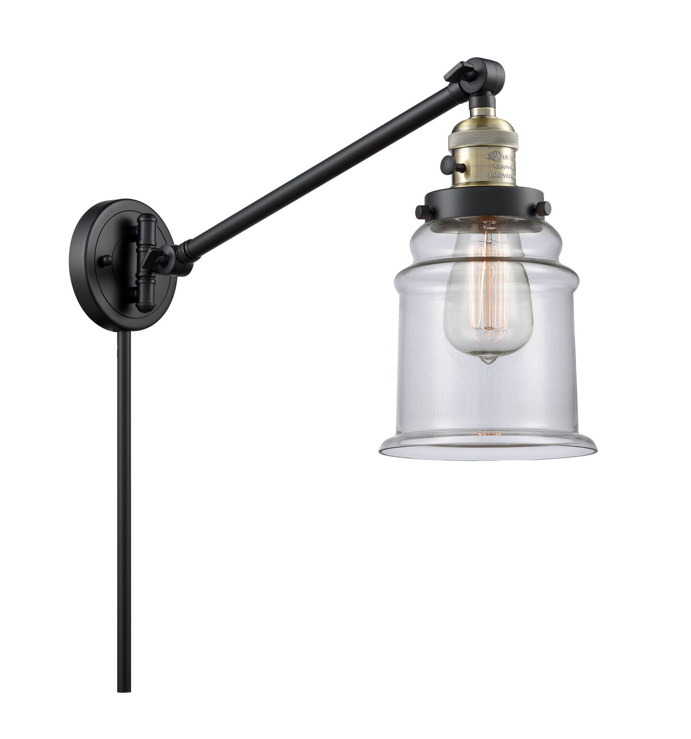 Innovations - 237-BAB-G182 - One Light Swing Arm - Franklin Restoration - Black Antique Brass