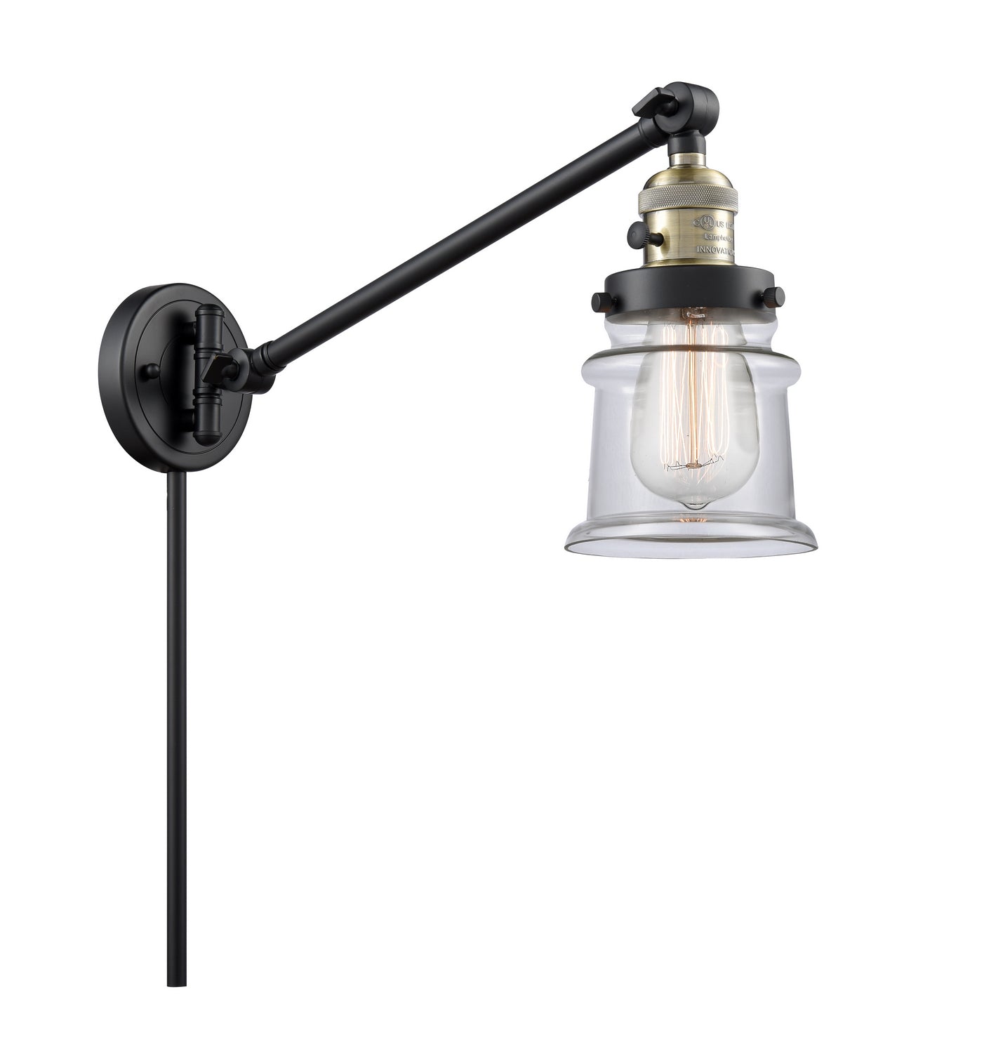 Innovations - 237-BAB-G182S - One Light Swing Arm - Franklin Restoration - Black Antique Brass