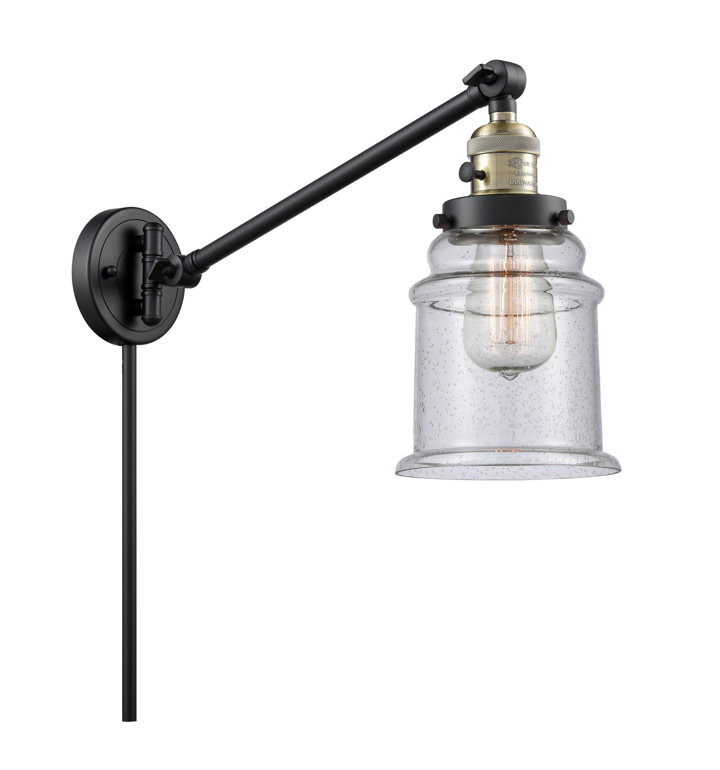 Innovations - 237-BAB-G184 - One Light Swing Arm - Franklin Restoration - Black Antique Brass