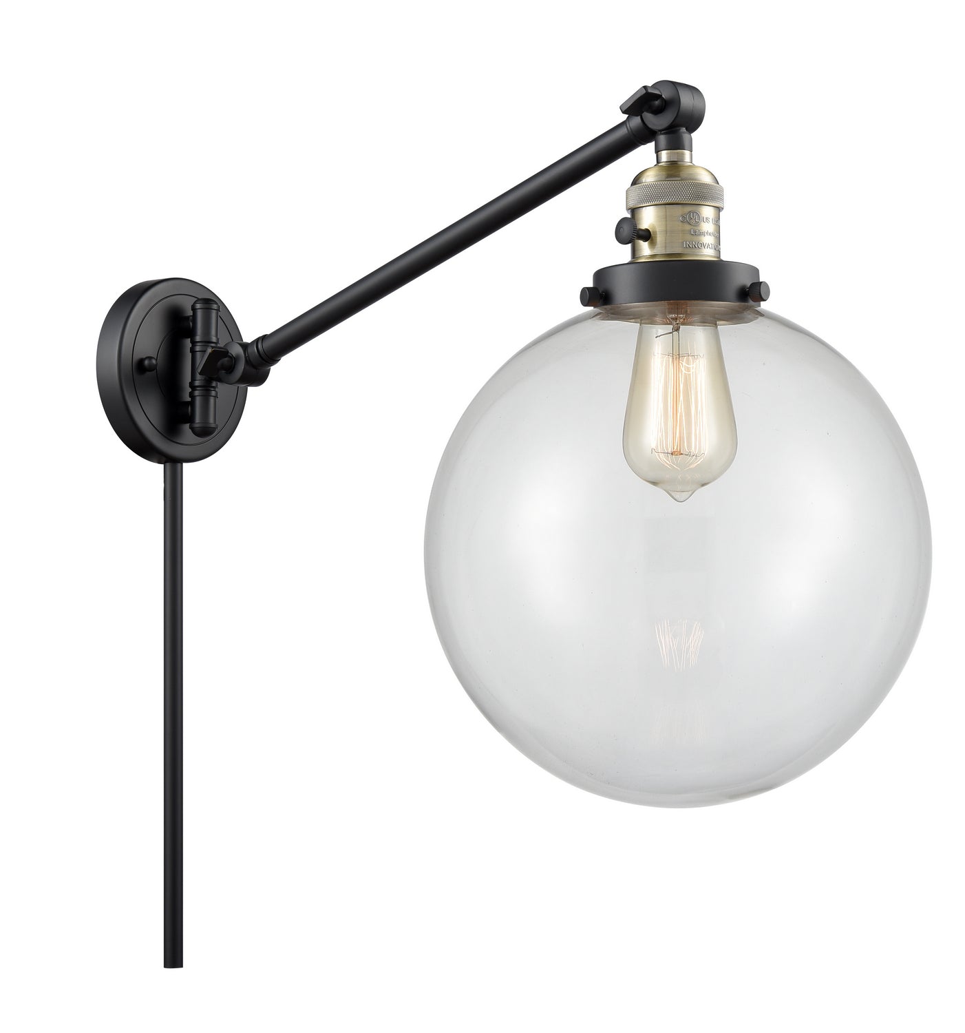 Innovations - 237-BAB-G202-10 - One Light Swing Arm - Franklin Restoration - Black Antique Brass