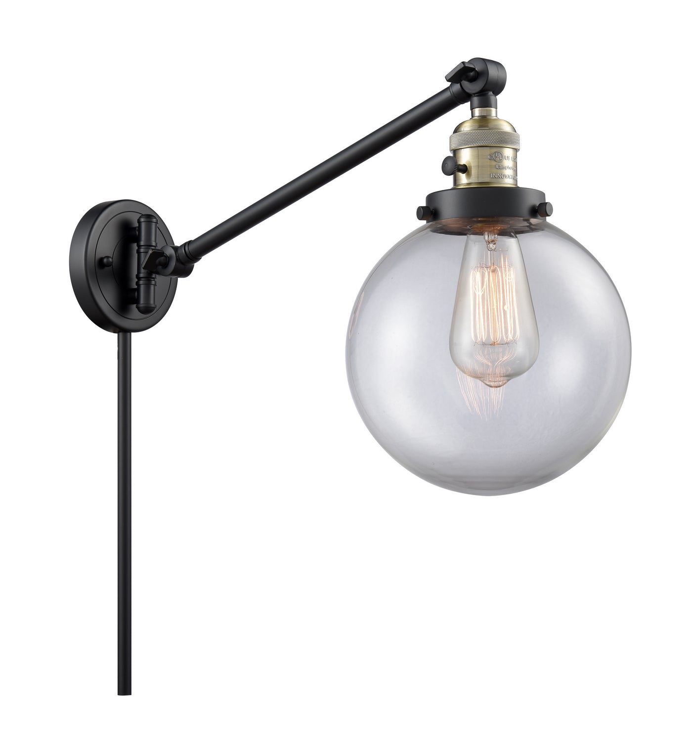 Innovations - 237-BAB-G202-8 - One Light Swing Arm - Franklin Restoration - Black Antique Brass