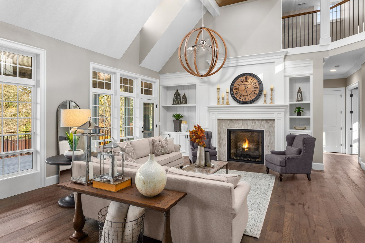 Artcraft - AC11556PN - Six Light Semi Flush Mount - Abbey - Faux Wood & Polished Nickel