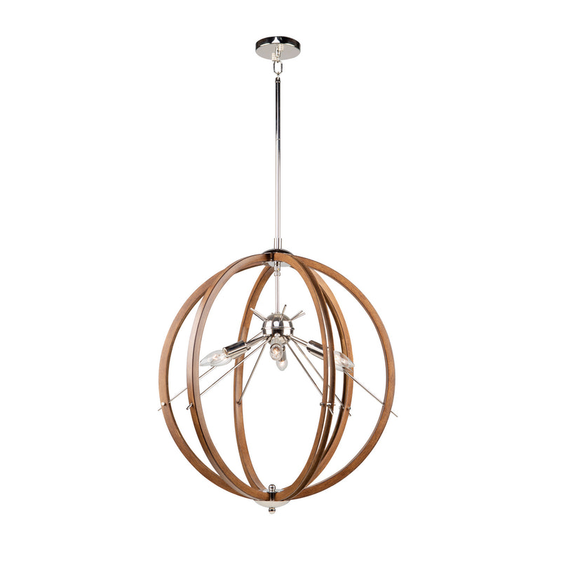 Artcraft - AC11556PN - Six Light Semi Flush Mount - Abbey - Faux Wood & Polished Nickel