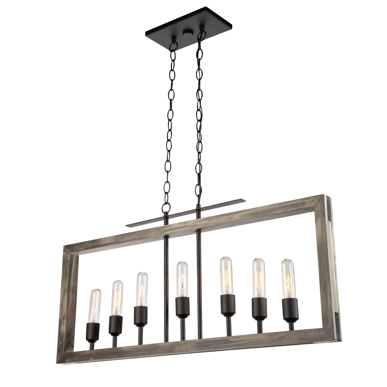 Artcraft - AC11657BK - Seven Light Island Pendant - Gatehouse - Beach Wood & Black
