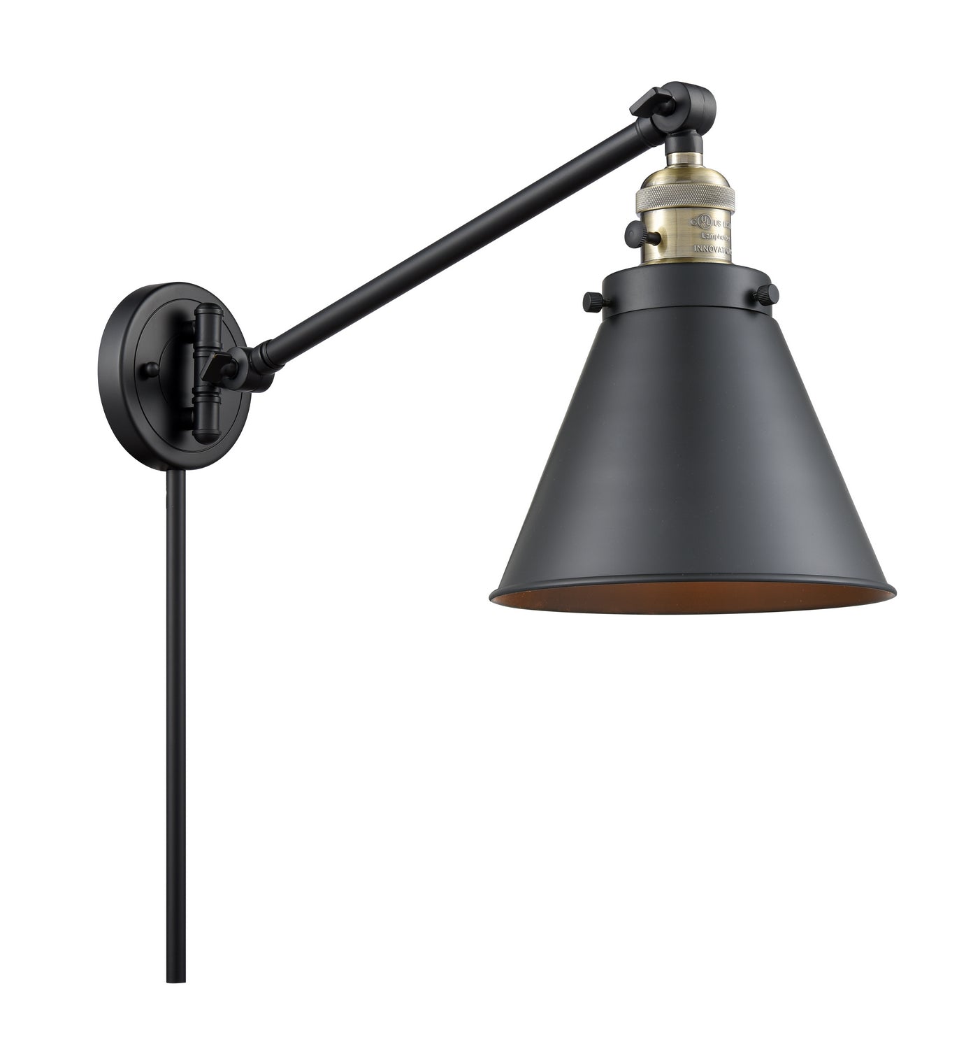 Innovations - 237-BAB-M13-BK - One Light Swing Arm - Franklin Restoration - Black Antique Brass