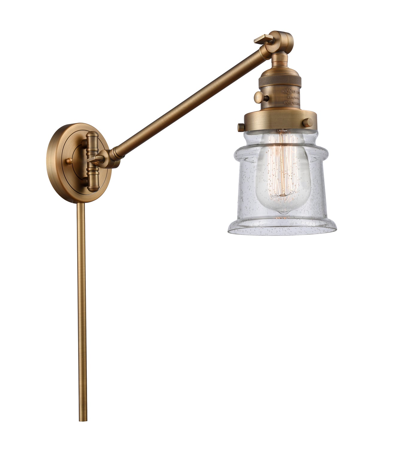 Innovations - 237-BB-G184S - One Light Swing Arm - Franklin Restoration - Brushed Brass
