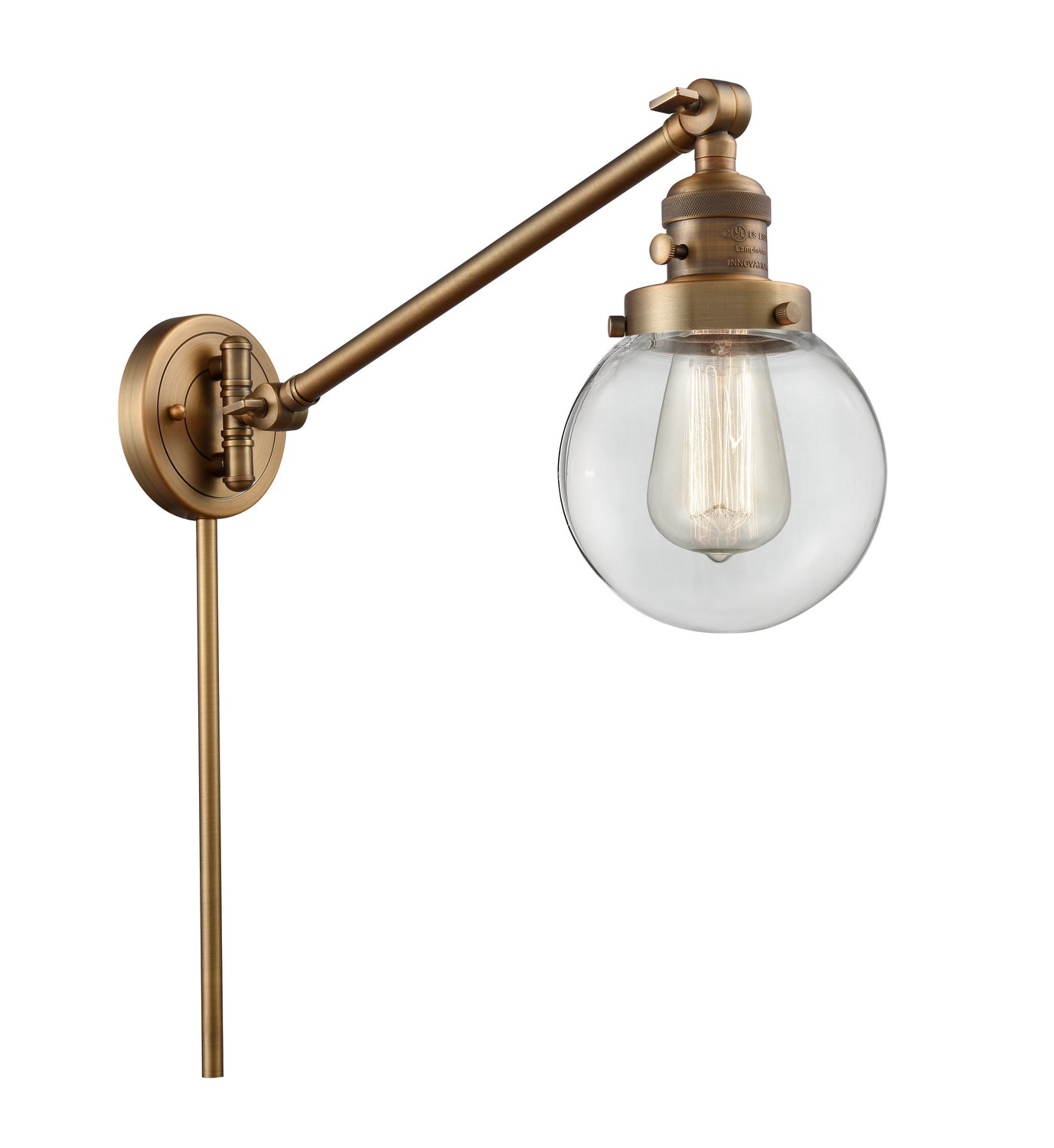 Innovations - 237-BB-G202-6 - One Light Swing Arm - Franklin Restoration - Brushed Brass