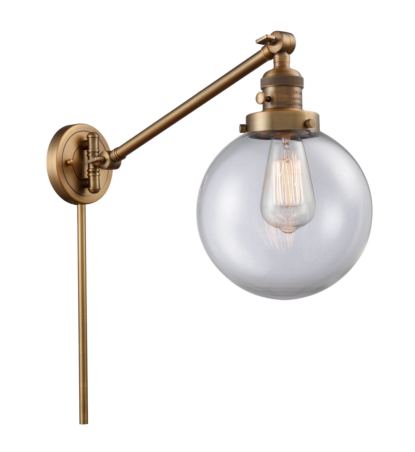 Innovations - 237-BB-G202-8 - One Light Swing Arm - Franklin Restoration - Brushed Brass