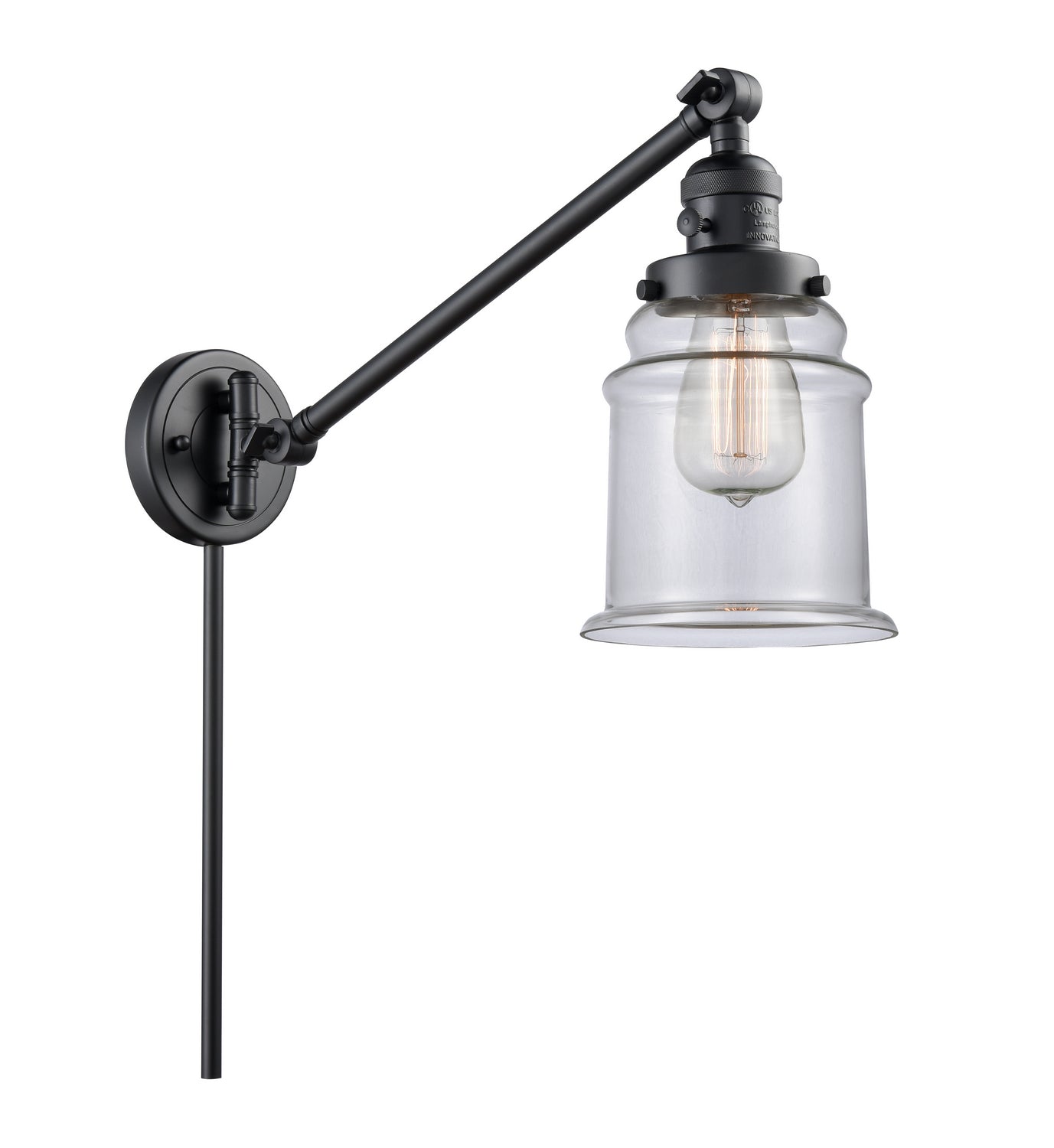 Innovations - 237-BK-G182 - One Light Swing Arm - Franklin Restoration - Matte Black